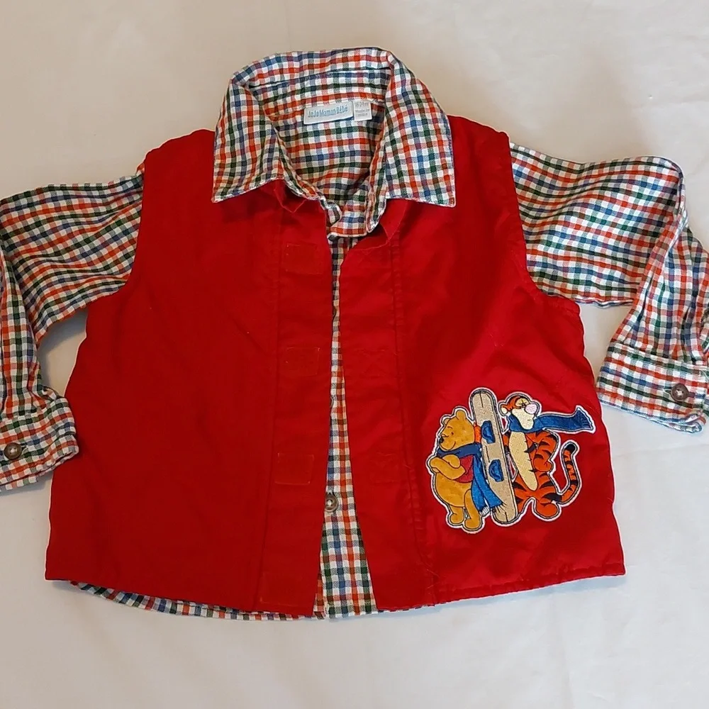 JoJo Maman Bébé Classic Plaid Button Shirt 18-24 months EUC